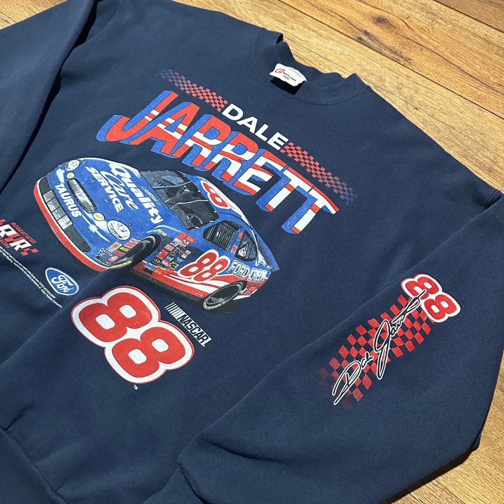 Vintage Competitors View Navy Dale Jarrett NASCAR Sweatshirt Mens XL